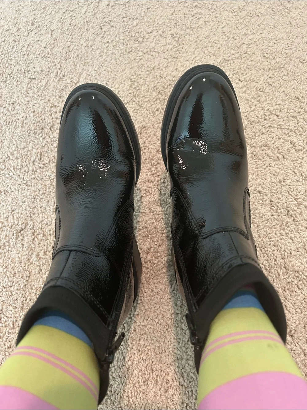 New Salvia Black Patent Ankle Boots with Side Zipper 38